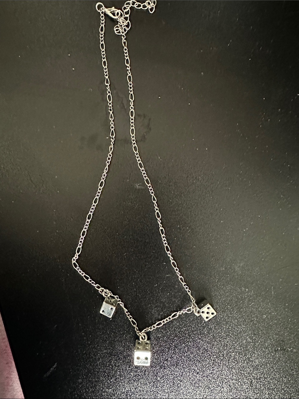 Silver Dice Charm Necklace - Women's Jewelry